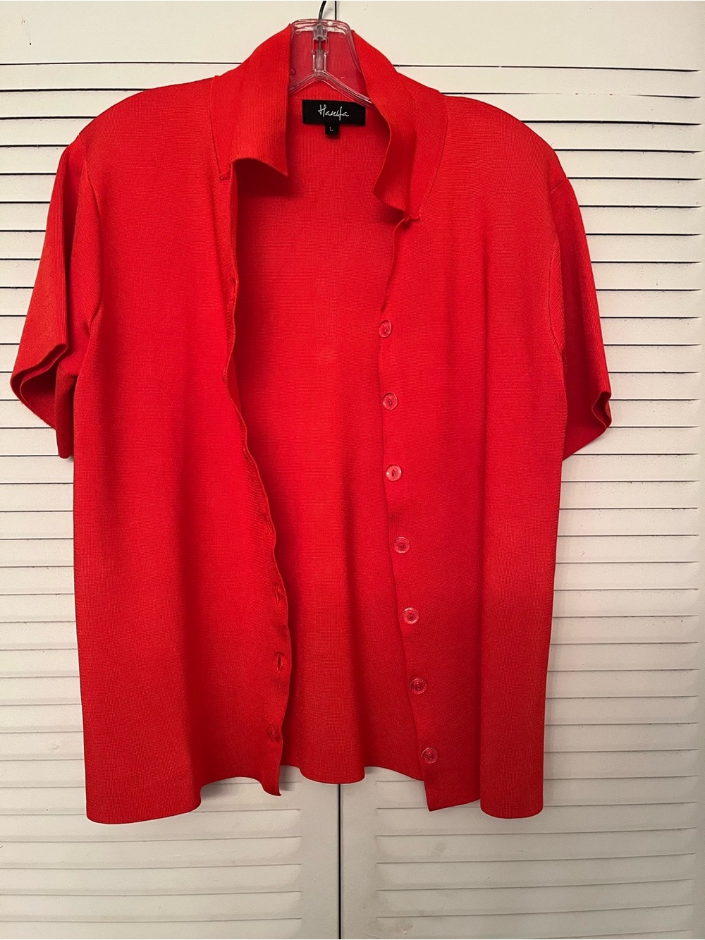 Hanifa Red Short-Sleeve Button-Down Shirt